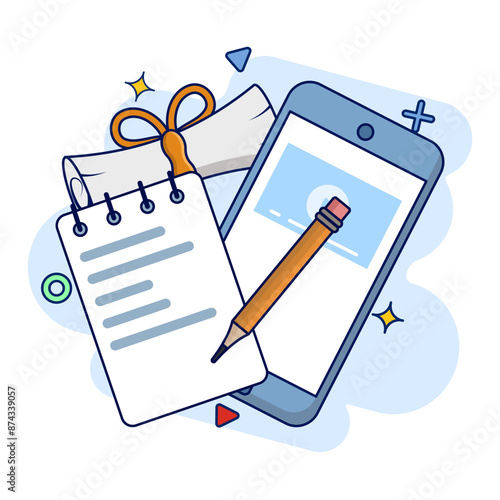 Online Education Concept. e-learning, online education at home. study or meet online via teleconferencing, internet classes, online teaching. Online tutorials. flat vector illustration on background.