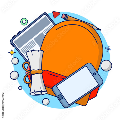 Online Education Concept. e-learning, online education at home. study or meet online via teleconferencing, internet classes, online teaching. Online tutorials. flat vector illustration on background.