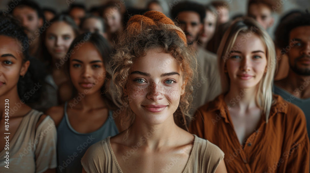 High Angle Shot of Diverse Smiling People in a Crowd Looking at Camera High Angle Shot of Diverse Smiling People in a Crowd Looking at Camera