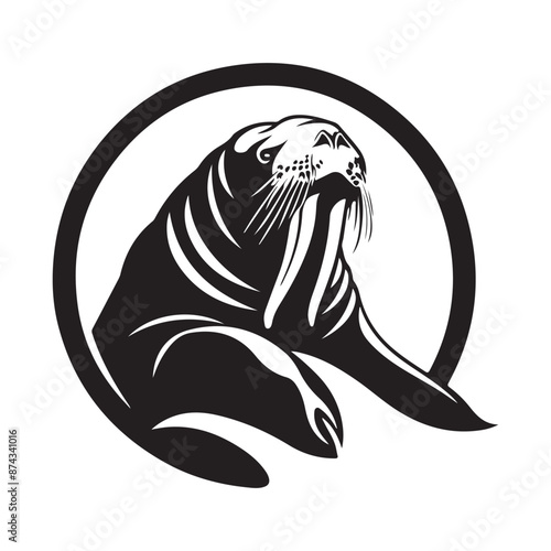 Walrus animal logo design template vector Isolated on white background