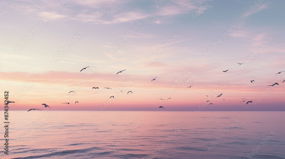 Fototapeta premium birds flying over the ocean