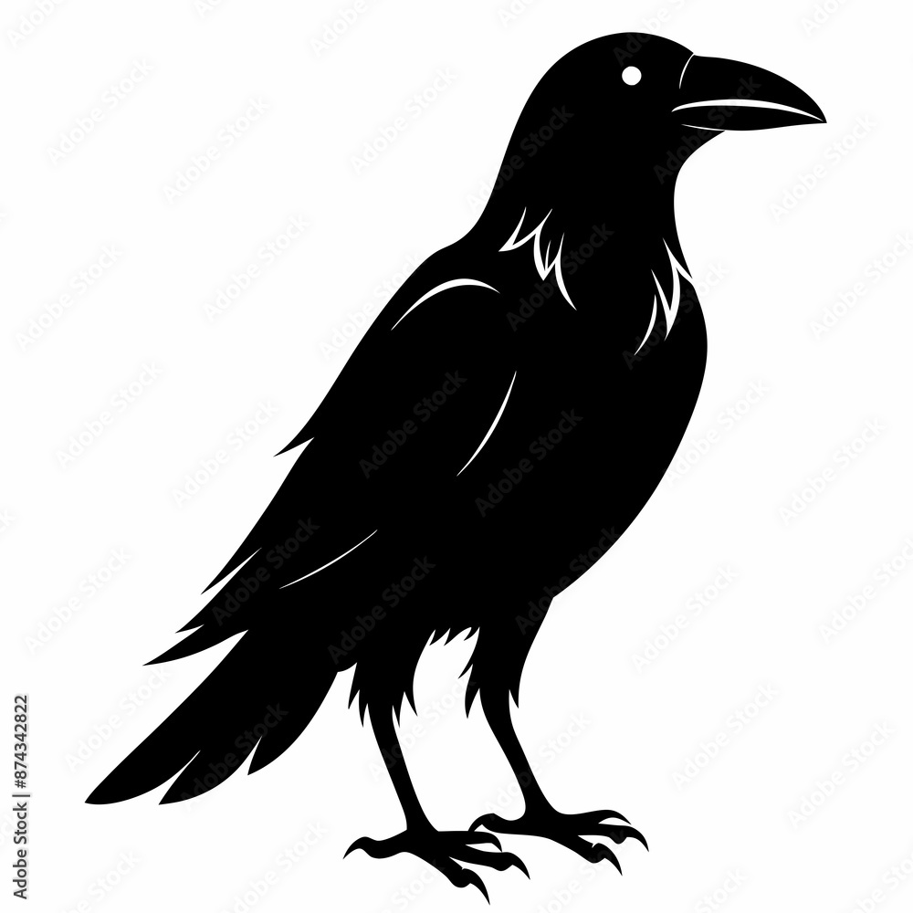 Fototapeta premium crow vector illustration, crow isolated on white, crow silhouette, crow vector art 