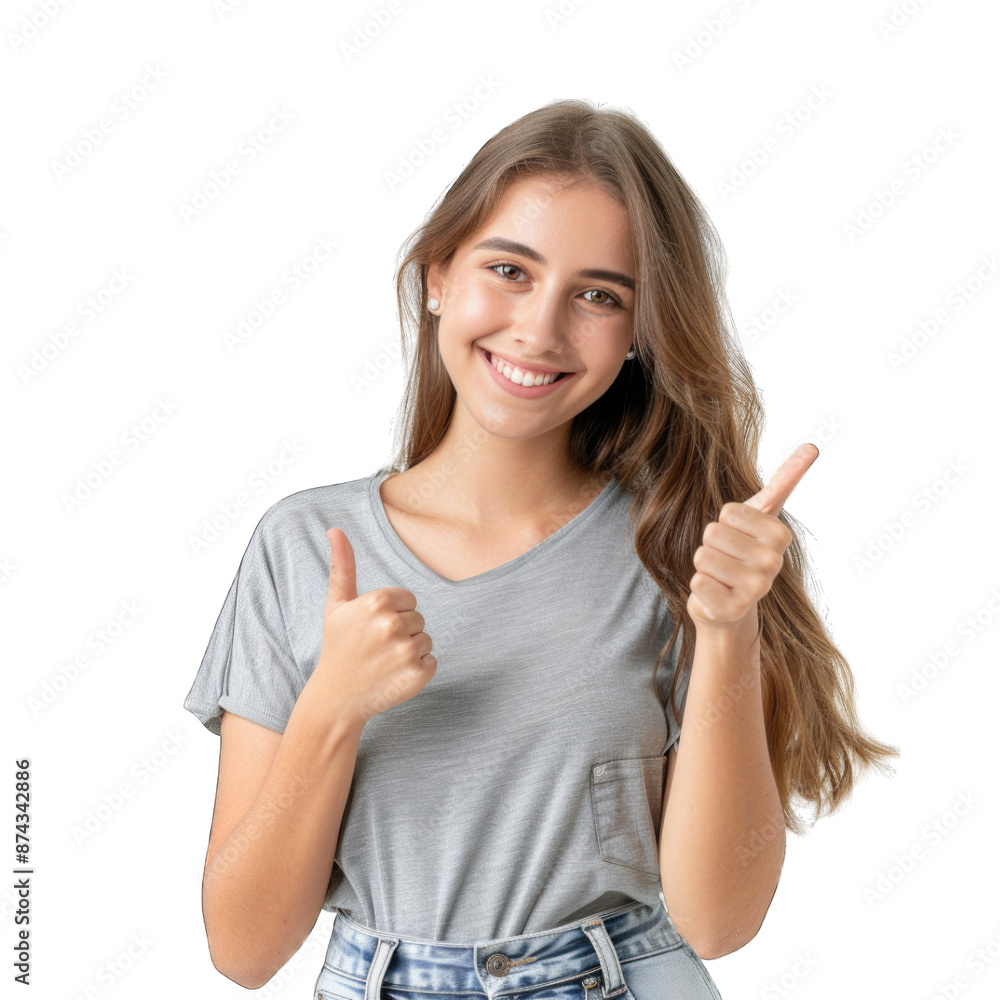 woman showing thumbs up, Transparent background or PNG file. woman showing thumbs up, Transparent background or PNG file.
