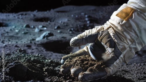 Wallpaper Mural Astronaut hand in glove gathering soil on moon surface Torontodigital.ca