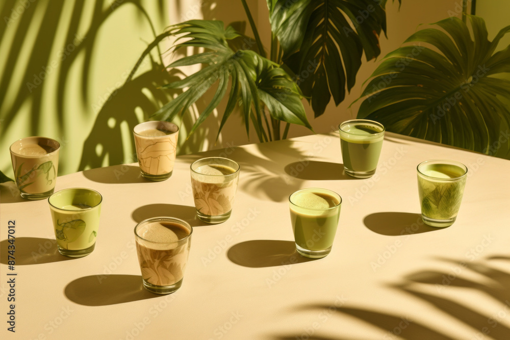 Set of hot drinks in cups. Breakfast beverages concept. Set of hot drinks in cups. Breakfast beverages concept.