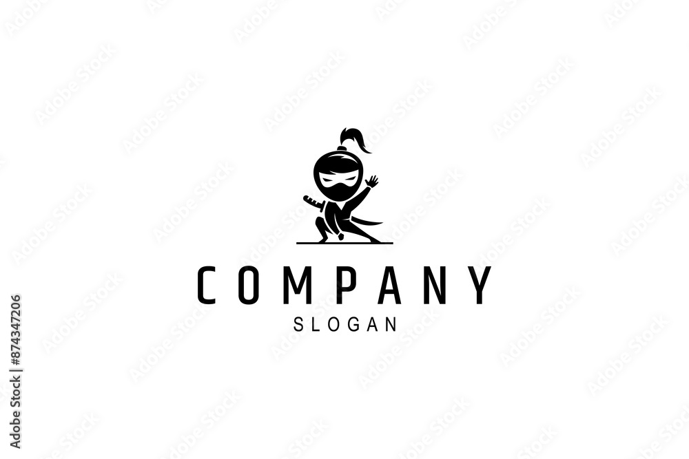 ninja mascot logo in flat vector design style ninja mascot logo in flat vector design style