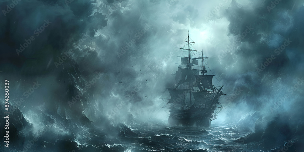 Haunted Pirate Ship Braving the Stormy Seas with Thunderous Sky ,
Ghost Ship Navigating Through Rough Waters Under Dark, Stormy Sky Haunted Pirate Ship Braving the Stormy Seas with Thunderous Sky ,
Ghost Ship Navigating Through Rough Waters Under Dark, Stormy Sky