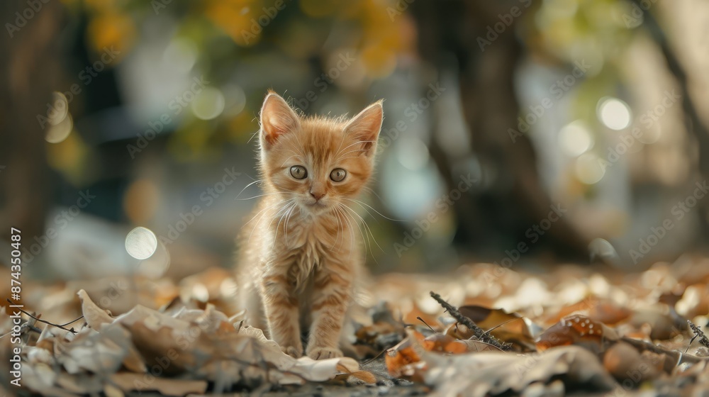 Adorable Little Kitten on the Ground with Aesthetic Charm Adorable Little Kitten on the Ground with Aesthetic Charm