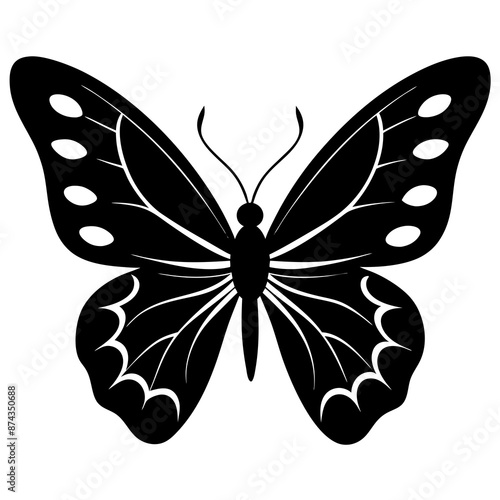 black butterfly silhouette vector illustration.