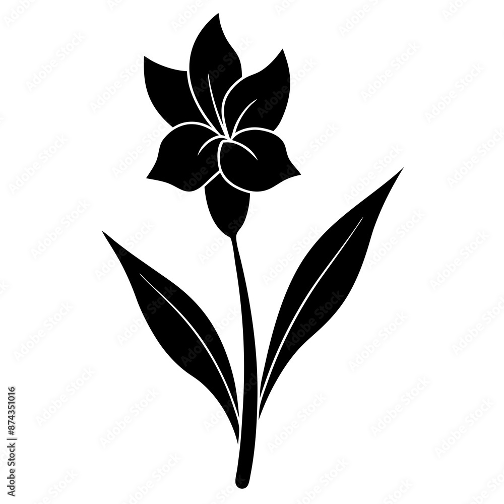 minimalist gladiolus with stems and leaves silhouette vector illustration. minimalist gladiolus with stems and leaves silhouette vector illustration.