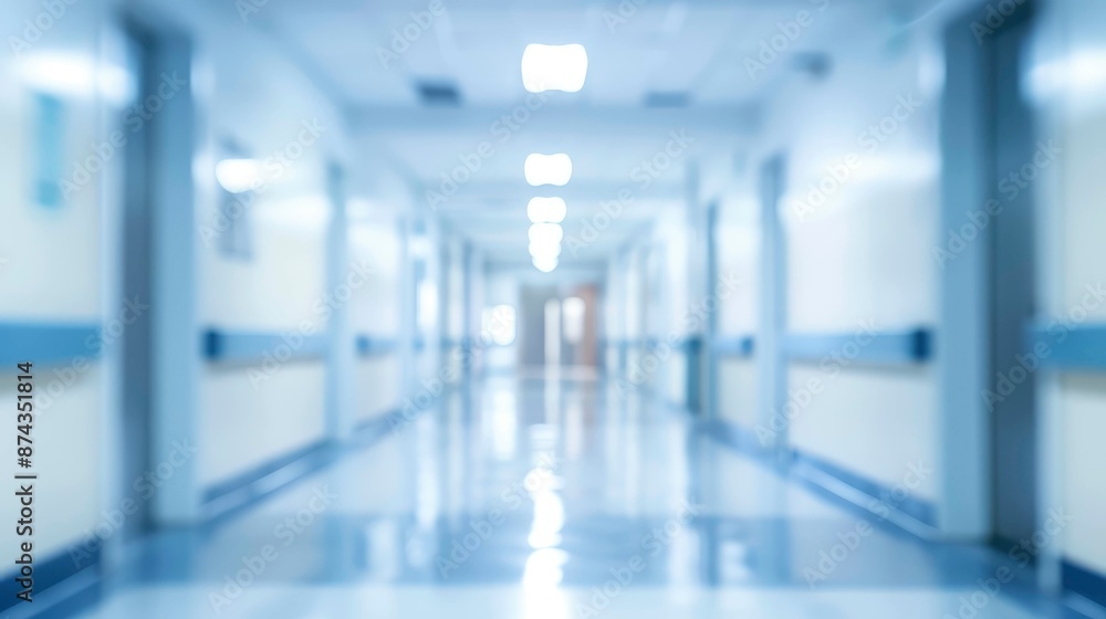 Blurred image of a hospital hallway with a bright light at the end. Blurred image of a hospital hallway with a bright light at the end.
