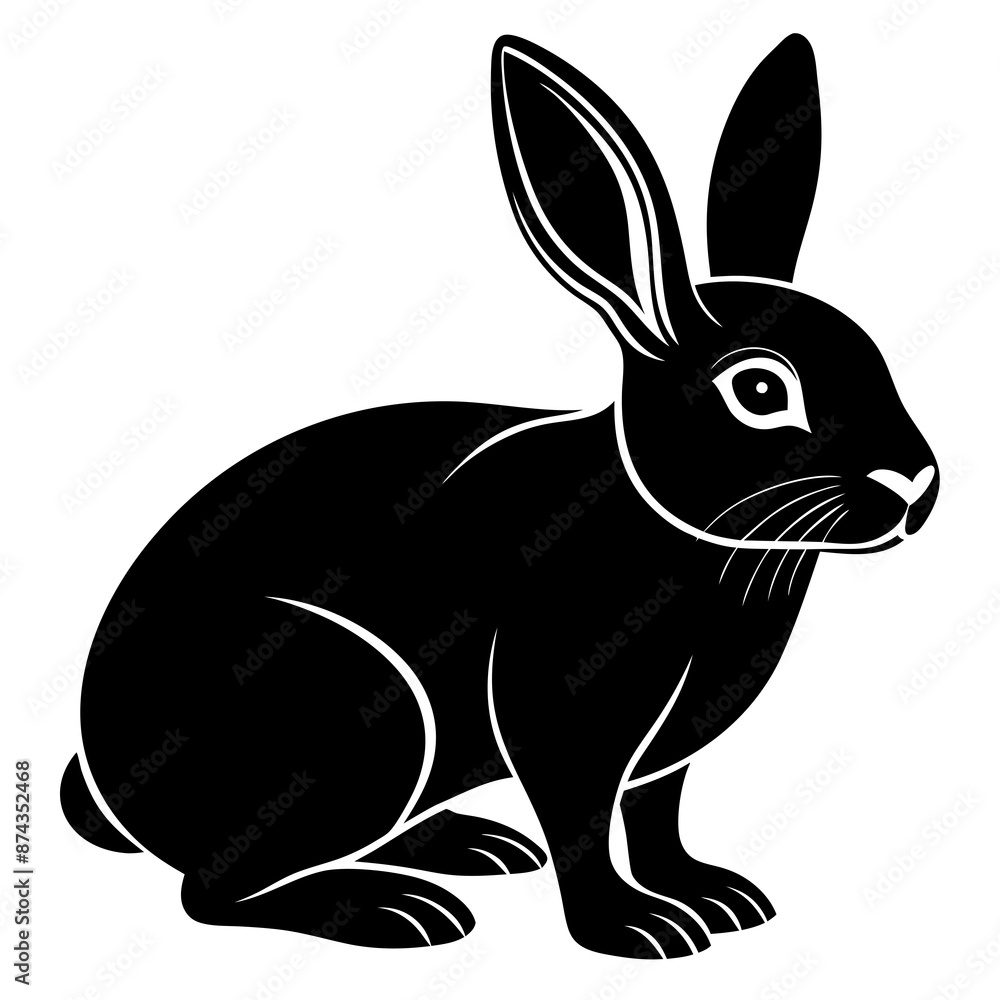 Rabbit vector illustration, bunny isolated on white, rabbit silhouette, bunny vector art Rabbit vector illustration, bunny isolated on white, rabbit silhouette, bunny vector art