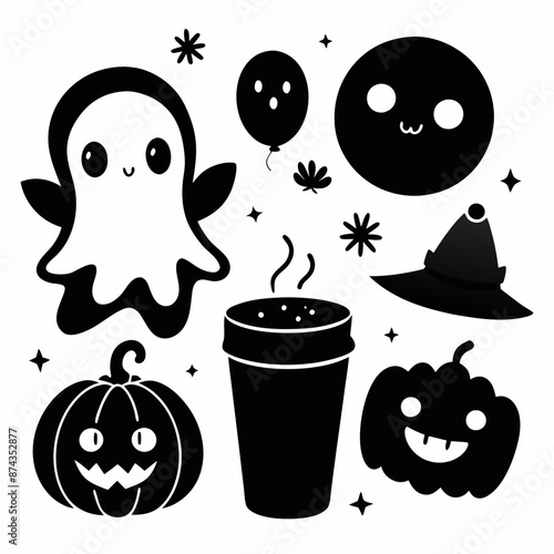 Cute Ghost coffee Pumpkin Halloween ,Halloween pumpkin and ghost