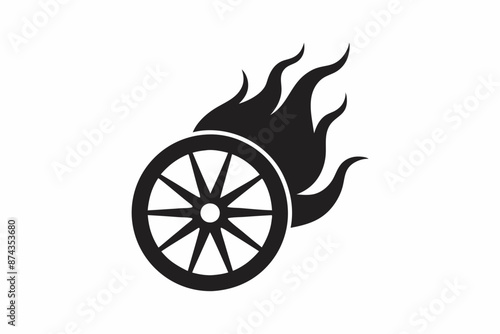 Wheelchair wheel logo ablaze silhouette black vector illustration