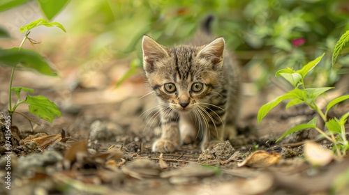 Aesthetic View of a Beautiful Kitten on the Ground