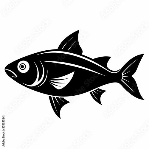 Scad vector illustration, Fish isolated on white, scad silhouette, scad vector art
