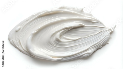 White texture and smear of face cream or white acrylic paint isolated on white background