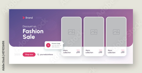 Discount fashion sale facebook cover or web banner design template