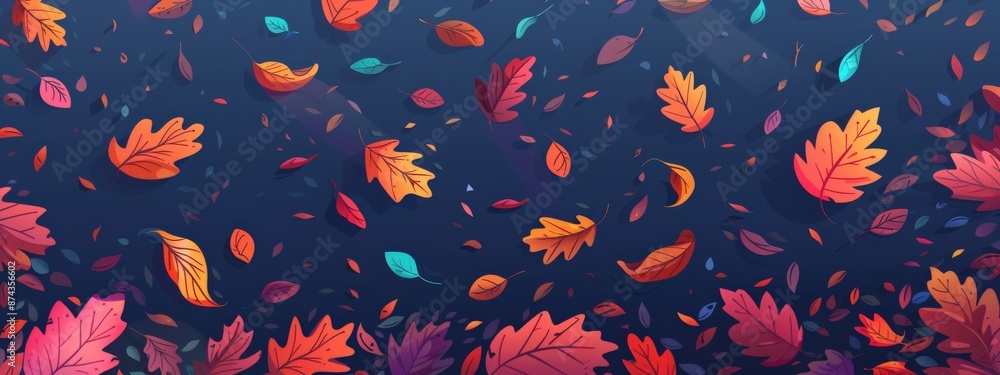 A black background with a large number of orange leaves scattered across it A black background with a large number of orange leaves scattered across it