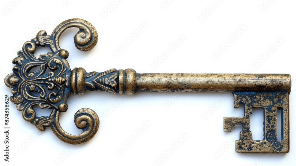 Antique ornate key isolated on white background. Antique ornate key isolated on white background.