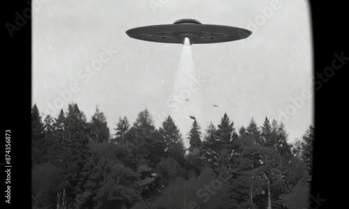 Vintage Home Video of a UFO Hovering Above a Forest
