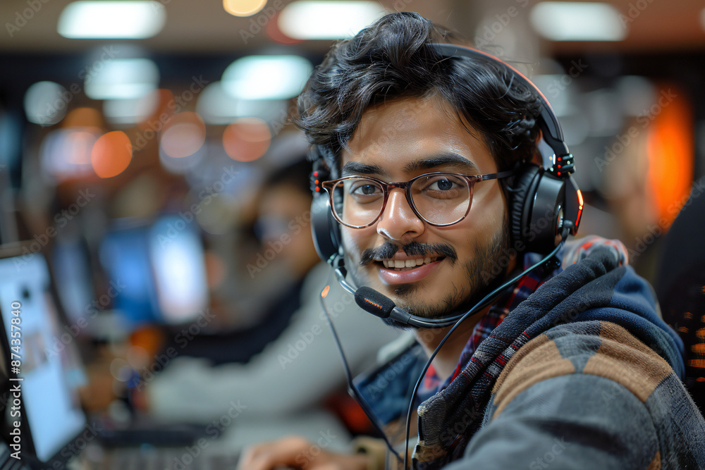 Indian Call Center Agent at Work Indian Call Center Agent at Work