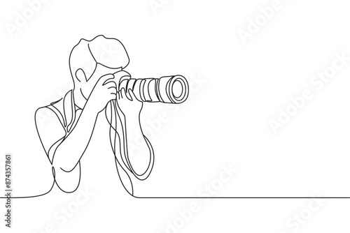  Photograper line art shooting style with transparent background