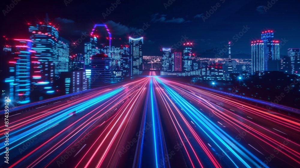 Fototapeta premium Cityscape Night with Light Trails