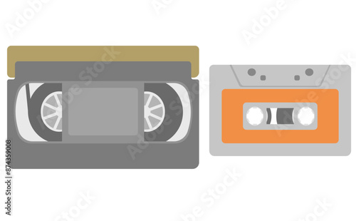 ビデオテープとカセットテープのイラスト