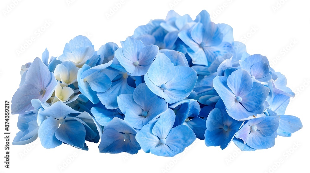 Bright Blue Hydrangea Cluster with Detailed Petals Isolated on Clean Background Bright Blue Hydrangea Cluster with Detailed Petals Isolated on Clean Background