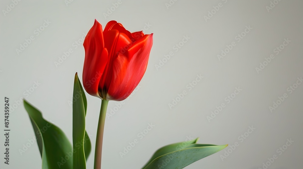 Vibrant Red Tulip Flower in Botanical Garden Closeup Vibrant Red Tulip Flower in Botanical Garden Closeup