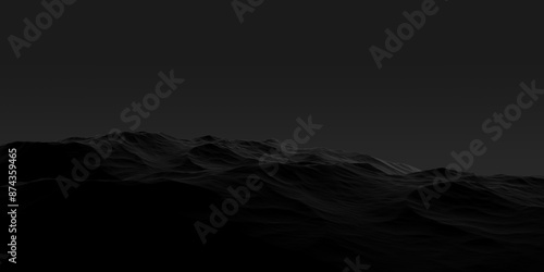 Obraz na plátně Black mountain, a mountainous rocky surface in the gloom, at night on the horizon