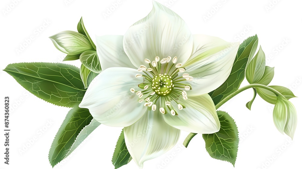Beautifully Detailed Hellebore Flower in Soft,Elegant Bloom Beautifully Detailed Hellebore Flower in Soft,Elegant Bloom