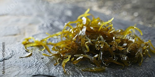 Irish Moss seaweed versatile ingredient in culinary skincare and industrial products. Concept Irish Moss Benefits, Culinary Uses, Skincare Ingredient, Industrial Applications, Seaweed in Cuisine photo