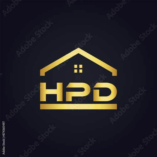 HPD logo. H P D design. White HPD letter. HPD, H P D letter logo design. H P D letter logo design in GOLD, GOLDEN LOGO, THREE, style. letter logo set in one artboard. H P D letter logo vector design.	 photo