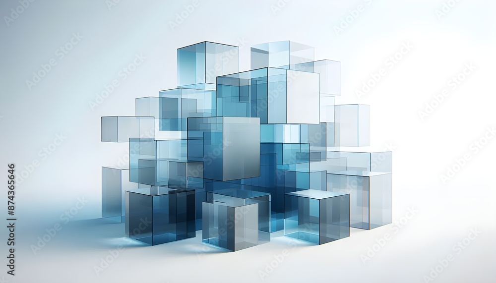 Minimalist Semi-Transparent Blue Cubes Wallpaper: Depth and Simplicity Minimalist Semi-Transparent Blue Cubes Wallpaper: Depth and Simplicity