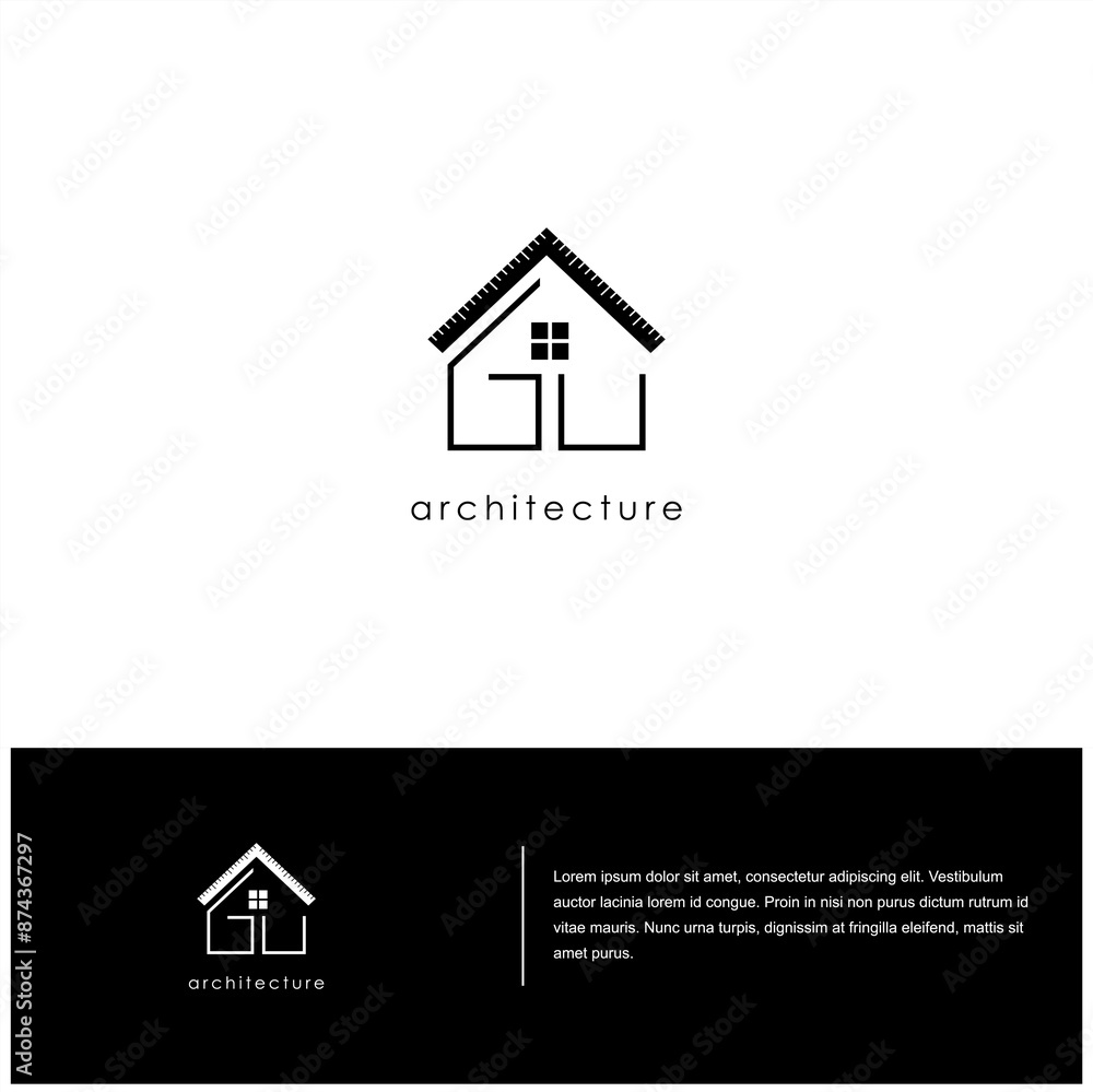 modern house symbol architect logo with initial GU home real estate vector modern house symbol architect logo with initial GU home real estate vector