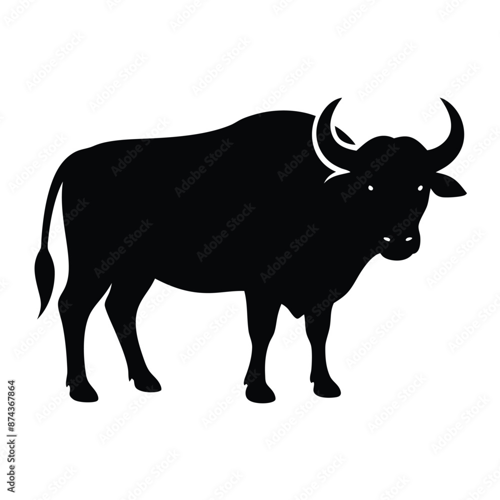 a minimal and simple forest big horn buffalo silhouette on an isolated white background a minimal and simple forest big horn buffalo silhouette on an isolated white background