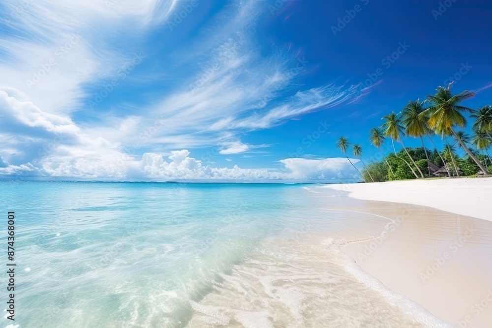 Sunny summer beach with palms Sunny summer beach with palms
