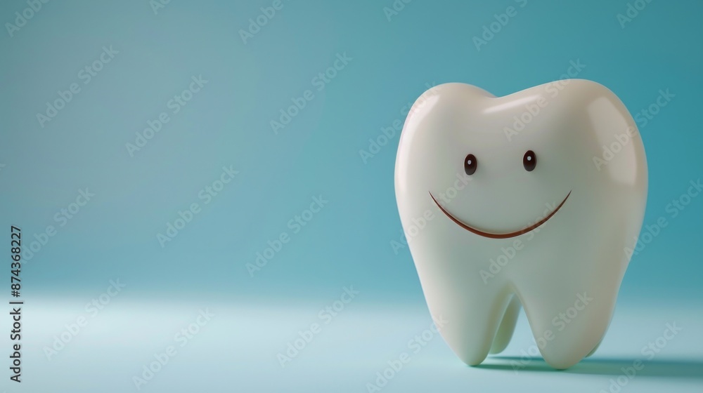Smiling Tooth on Blue Background Smiling Tooth on Blue Background