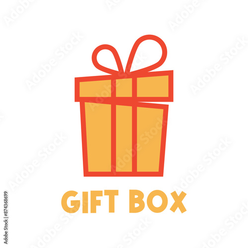 gift box with ribbon logo design concept idea