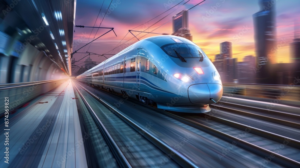 High-Speed Train at Sunset High-Speed Train at Sunset