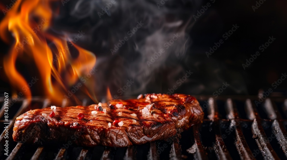 Juicy Steak Grilling Over Flames Juicy Steak Grilling Over Flames