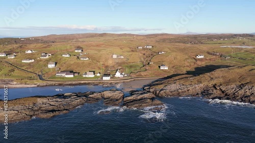 Aerial view of the beautiful coast at Rosbeg in County Donegal - Ireland. photo