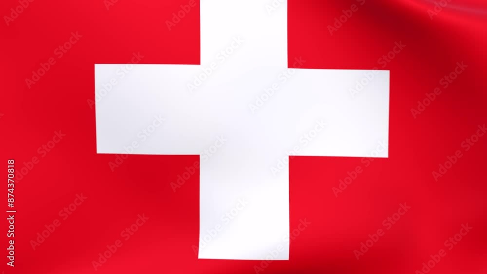 Waving flag of Switzerland Animation 3D render Method Waving flag of Switzerland Animation 3D render Method