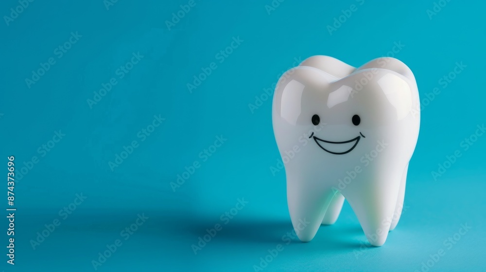 Smiling Tooth on Blue Background Smiling Tooth on Blue Background