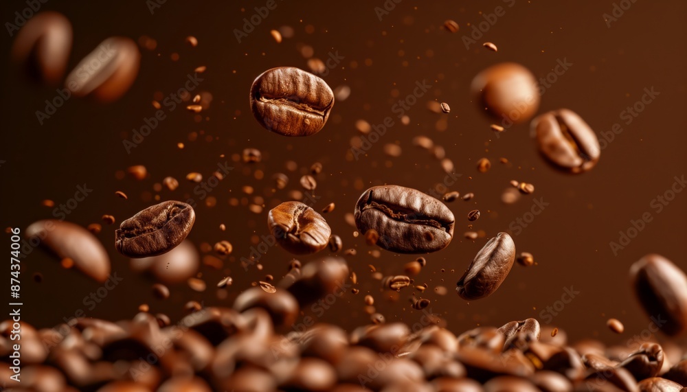 Levitating Coffee Beans: Dynamic and Creative Background. Levitating Coffee Beans: Dynamic and Creative Background.