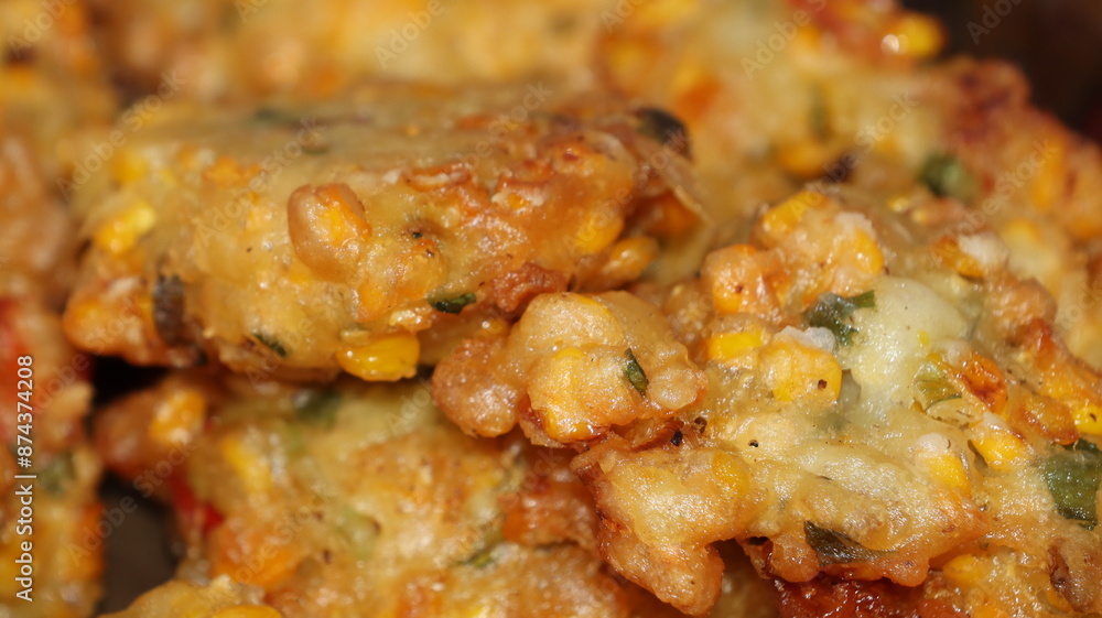 Bakwan Jagung or corn fritters is Indonesian traditional food Bakwan Jagung or corn fritters is Indonesian traditional food