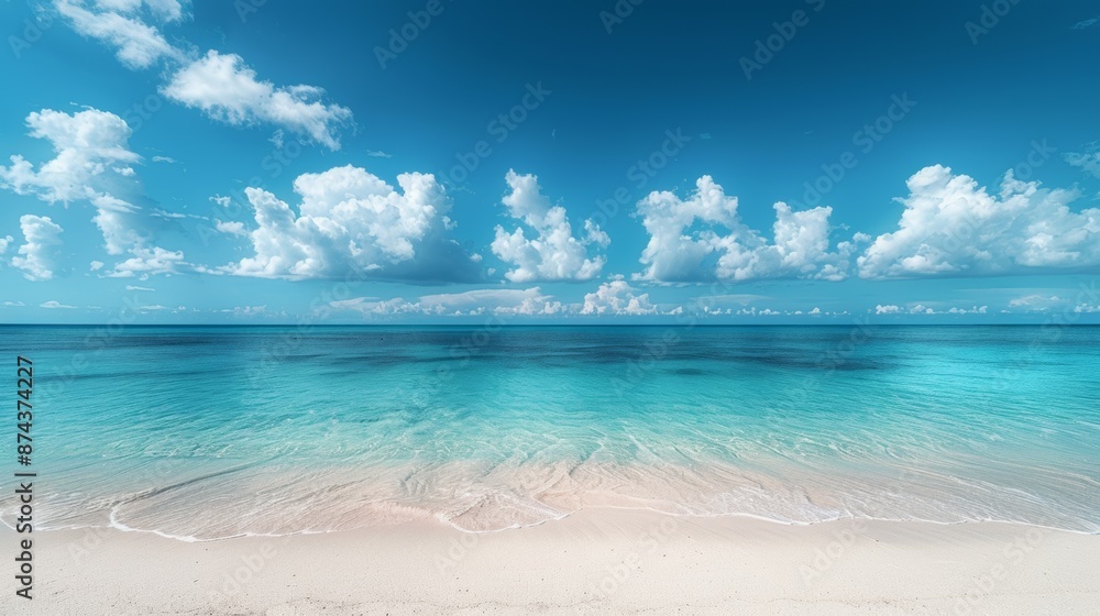 Fototapeta premium Minimalist seascape, clear cyan sea, simplicity of the seascape.