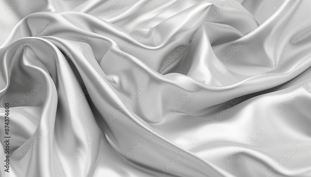 Elegant White Silver Fabric Background Design For Product Display With Copy Space. Smooth Satin Silk Cloth In 3d Render Illustration. Perfect For Wallpaper. Elegant White Silver Fabric Background Design For Product Display With Copy Space. Smooth Satin Silk Cloth In 3d Render Illustration. Perfect For Wallpaper.